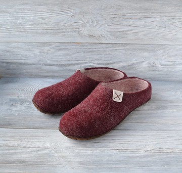 酒紅色男女拖鞋 定制保暖家居鞋 家居拖鞋