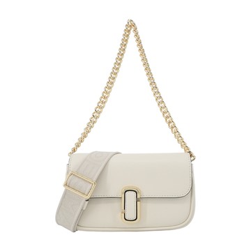 MARC JACOBS THE J MARC 光滑皮革翻蓋鏈帶斜背/肩背包-迷你/米白