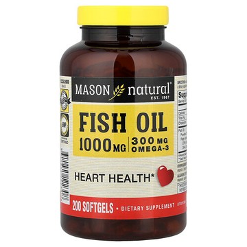 Mason Natural, 魚油，1000 毫克，200 粒軟膠囊