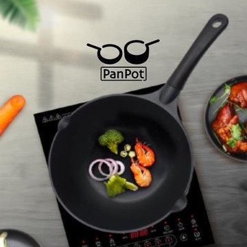 【日本PANPOT】單柄不沾鳥嘴炒鍋28CM(送鍋蓋)