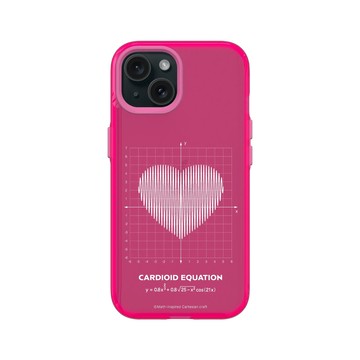 iPhone 15 Clear 粉漾桃 - Valentine's Day Collection - 愛的方程式：心跳（白）