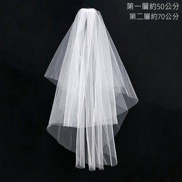 凡妮莎新娘頭紗 經典雙層髮梳頭紗 婚紗禮服