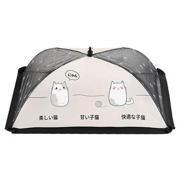 UTOOKII 貓咪印花可折疊防蠅餐罩 聚酯纖維材質 又透氣  L  1個
