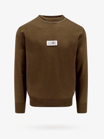 Wool blend sweater with numeric signature patch - MM6 MAISON MARGIELA - gender_Man