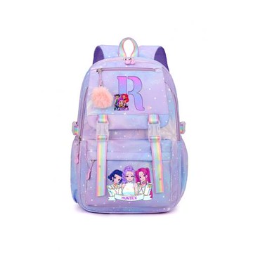 獵魔女團KPop Demon Hunters字母印花雙肩包休閑大容量背包