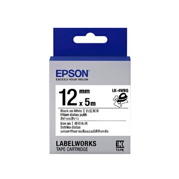 EPSON 燙印系列 12mmx5M 白底黑字標籤帶 / 盒 LC-4WBQ｜領券最高折$220