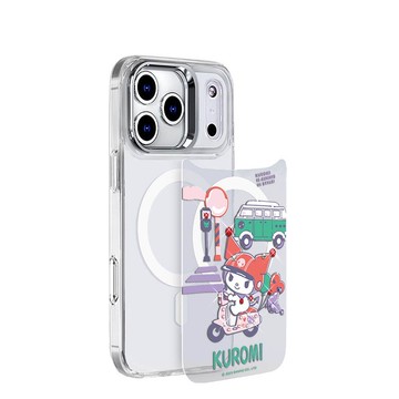 iPhone 17/16/15/14/13 可拆式磁吸片材彩鑽手機殼-機車酷洛米