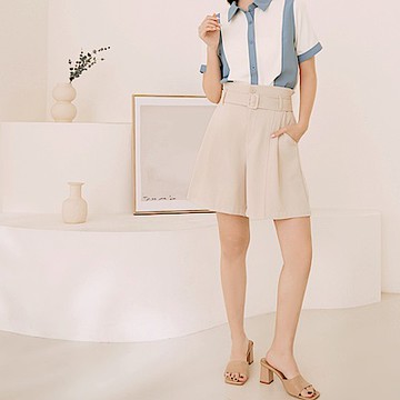 OB嚴選-小腰精．後腰鬆緊Ａ字短褲(附腰帶)