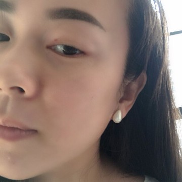 18K金水滴馬貝耳環耳釘白色極光炫彩水滴形馬貝天然海水