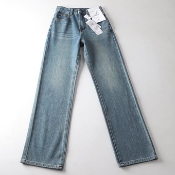 炒雞洋氣的懷舊藍~寶藏褲型！高腰直筒四面彈煙管褲長褲牛仔褲女