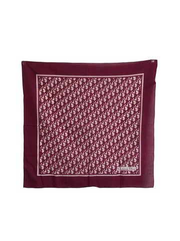 【日本直送 名牌中古包】Christian Dior 迪奧 緹花 絲巾 酒紅 白色 蠶絲 gbe3ga