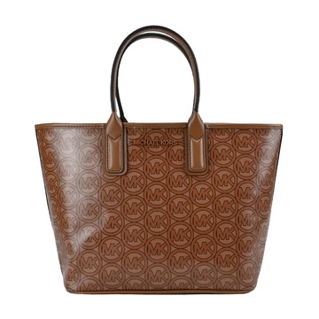 MICHAEL KORS MK滿版LOGO手提托特包-小/棕