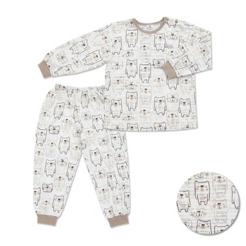 熊愛你側開冷氣衫套裝(天絲棉橫紋單面布)