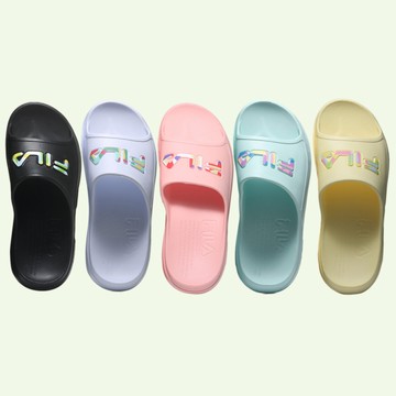 FILA 拖鞋 (偏小建議大半號) 彩色LOGO 橡膠 防水 厚底 拖鞋 男女 4S334Y-