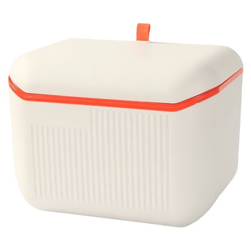 拍平方 壁掛式廚房垃圾桶，乾濕分離，8L，22x15x17cm  白紅色