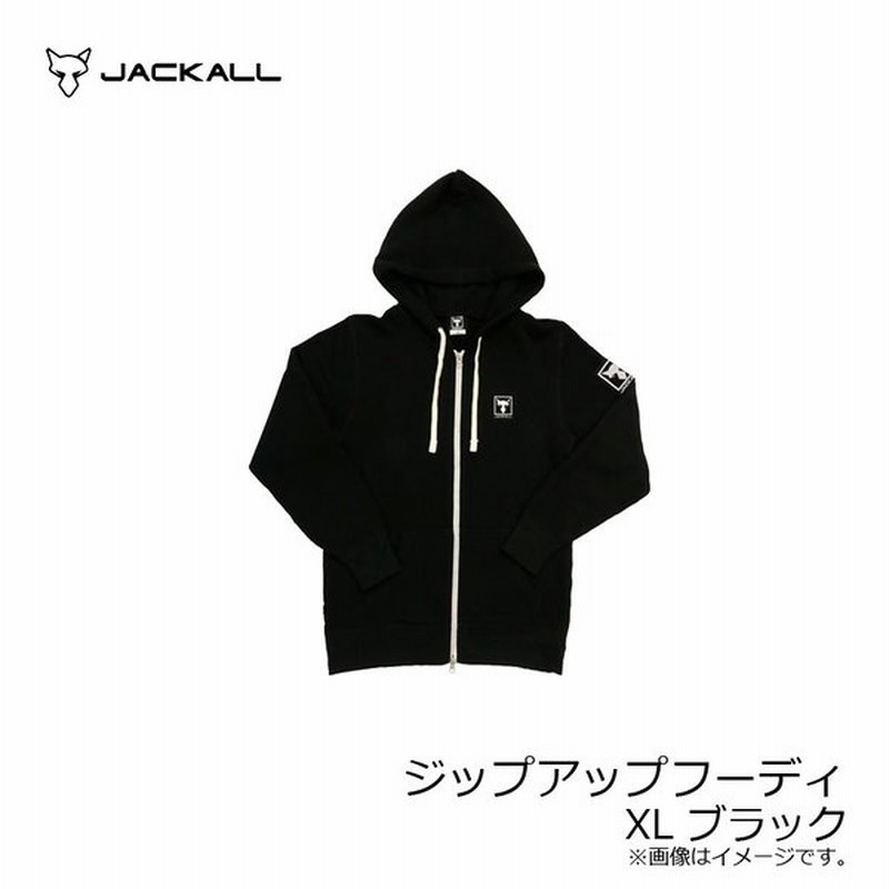 ジャッカル ジップアップフーディ XL ブラック / 釣りウエア パーカー 