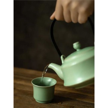 上林湖越窯青瓷 青釉提梁茶具寧波非遺1壺4杯 寧波慈溪特產伴手禮
