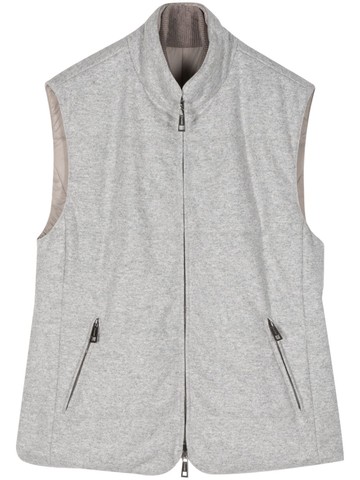 Cruciani - zip-up padded gilet - men - Virgin Wool/Nylon/Cashmere - 52 - Grey