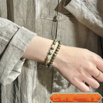 已開運過爐🙏一鳴堂🙏送招財符阿根廷綠檀木搭配雙圈手串男女生木質文玩中式佛珠手鏈雙圈