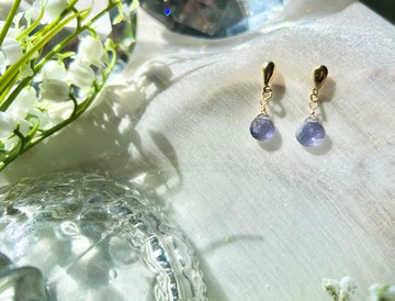 栗子切面菫青石耳環 菫青石耳環 水晶耳環 水晶飾品
