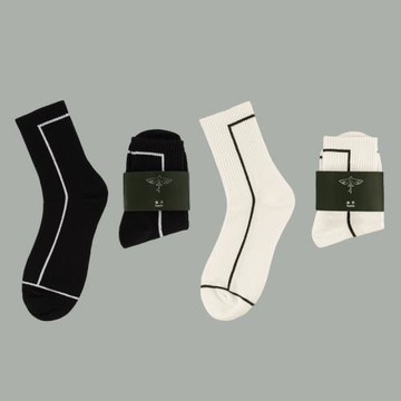 編界Rewrite 幾何襪子春夏純棉高筒薄襪吸汗透氣黑白色青年男棉襪