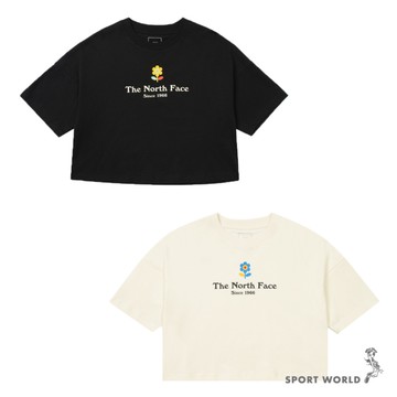 The North Face 北面 短袖上衣 女裝 純棉 花卉 黑/米白【運動世界】NF0A8DCEJK3/NF0A8DCEQLI