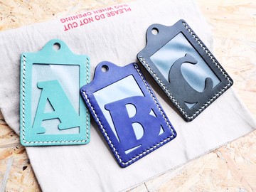 【頭文字A｜B｜C 英文字母證件套】好好縫 皮革材料包 免費壓字 手工包 卡片套 卡片夾 名片夾 簡約實用 意大利皮 植鞣革 皮革DIY