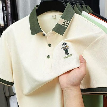 時尚拼色Polo衫男款潮流上衣男夏季爆款短袖POLO衫男士修身T恤男