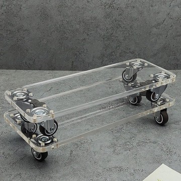 臺彎發貨 高效工具 透明亞克力可移動花盆托盤帶輪萬向輪滾輪帶滑輪底座花盤托架底盤