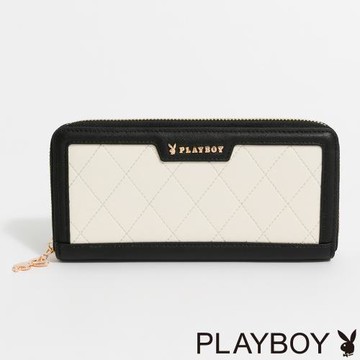 PLAYBOY - 拉鍊長夾  Limelight系列 - 黑白色