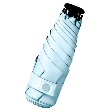 抗UV六折超輕量黑膠口袋傘 6骨  天空藍