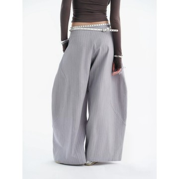BADLIFE - BunnyHill SSTS21 LUFT PANTS 藍灰條紋長褲 寬鬆低腰闊腿褲
