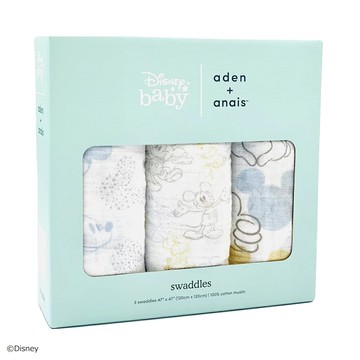 Aden+Anais - 3入紗布巾組-歡樂米奇3入紗布巾組 (120x120公分)