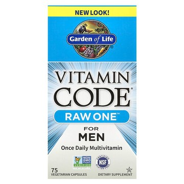 Garden of Life, Vitamin Code®，RAW One™，男性每日一次多維生素，75 粒素食膠囊