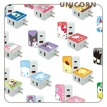 正版三麗鷗系列 20W雙孔急速充電頭 豆腐頭 充電插頭 快充頭 充電器 Kitty 酷洛米 大耳狗 Unicorn