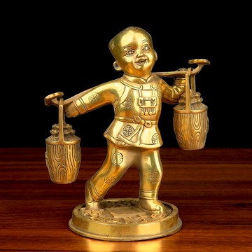 純銅運財童子風水招財旺財擺件個性送財童子新年丁財興旺手工藝品