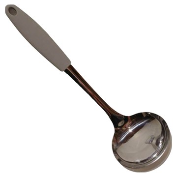 AMORR 矽膠把手不鏽鋼湯勺 灰色 手柄ABS樹脂 本體不鏽鋼304 耐熱溫度120°C  7 x 26.5cm  1支