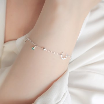 925純銀 綠瑪瑙 月亮 星星 小鑽 客製化刻字 手鍊 免費送禮包裝