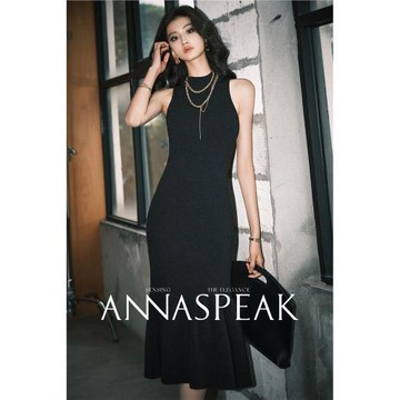 ANNASPEAK OnePiece可機洗美麗諾羊毛花苞針織裙AS冬季新款連衣裙