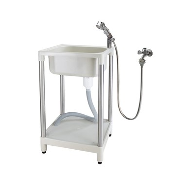 LOMOS 小型塑鋼水槽 不鏽鋼腳架 附可止水三段蓮蓬頭組 F48S-D31