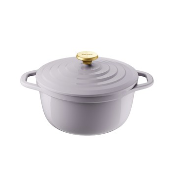 Tefal Air系列陶瓷鑄造雙耳湯鍋24CM (電磁爐/烤箱適用) 兩色可選 春芽綠/丁香紫