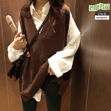 【顯瘦百搭】針織馬甲 毛衣背心 針織衫 開衫 打底衫 韓版寬鬆 V領開叉 純色無袖 春秋季疊穿 內搭外穿皆可