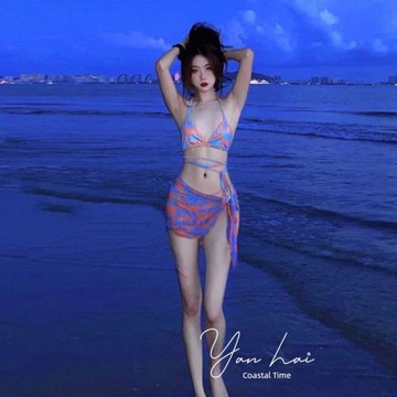 泳衣女2022新款爆款 ins網紅風性感分體復古辣妹比基尼泡溫泉泳裝