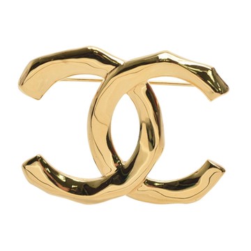 CHANEL 經典不規則雙C LOGO造型胸針(金色)