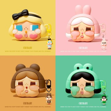 小紅書少女 可愛聯動 哭娃 愛麗絲 兔子 青蛙頭套 Airpods Pro 硅膠套 2/3/4代 蘋果藍牙耳機防摔保護殼