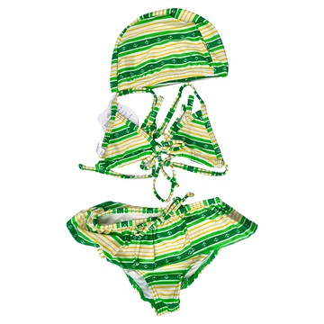 Summer love 夏之戀 loveteen kids 女童比基尼二件式泳衣  M  943 綠色 + 黃色