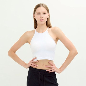 S2N CORE FRAME 柔彈削肩羅紋BRA背心_White T100