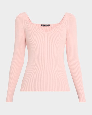 The Soraya Ribbed Sweetheart Sweater
