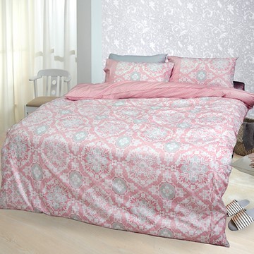 【FITNESS】精梳棉雙人四件式被套床包組-尊爵貴族(粉)_TRP多利寶