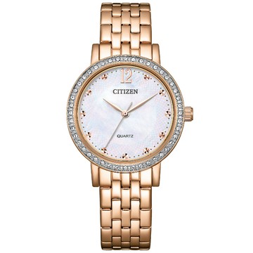 CITIZEN LADYS 光動能 白蝶貝 時尚水晶腕錶 錶 手錶 送禮 EL3108-53D